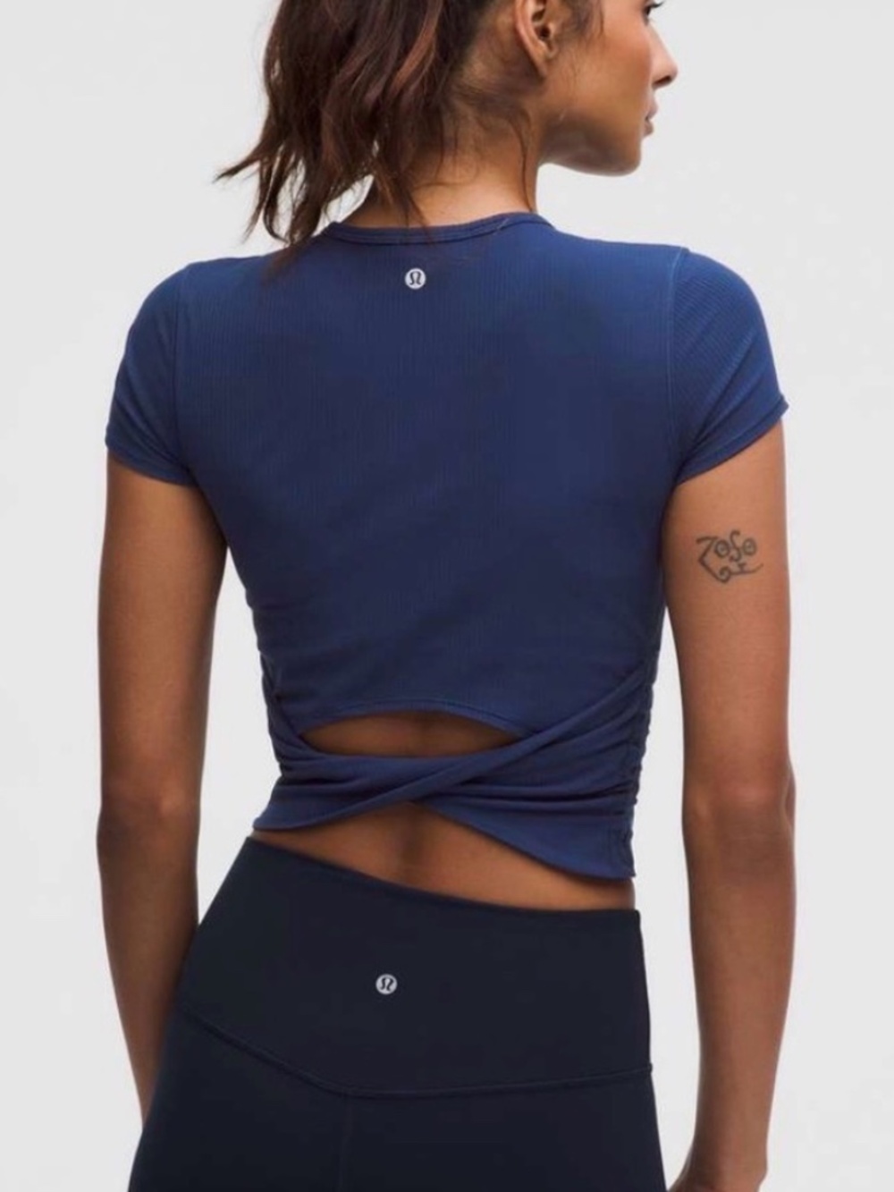 All It Takes Back-Twist Ribbed Short-Sleeve Shirt